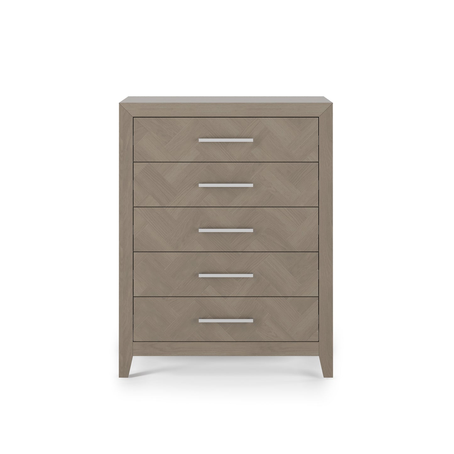 Child Craft Kieran 39" Interlocking 5-Drawer Chest for Nursery or Bedroom, Anti-Tip Kit, Herringbone Design, Crescent Gray