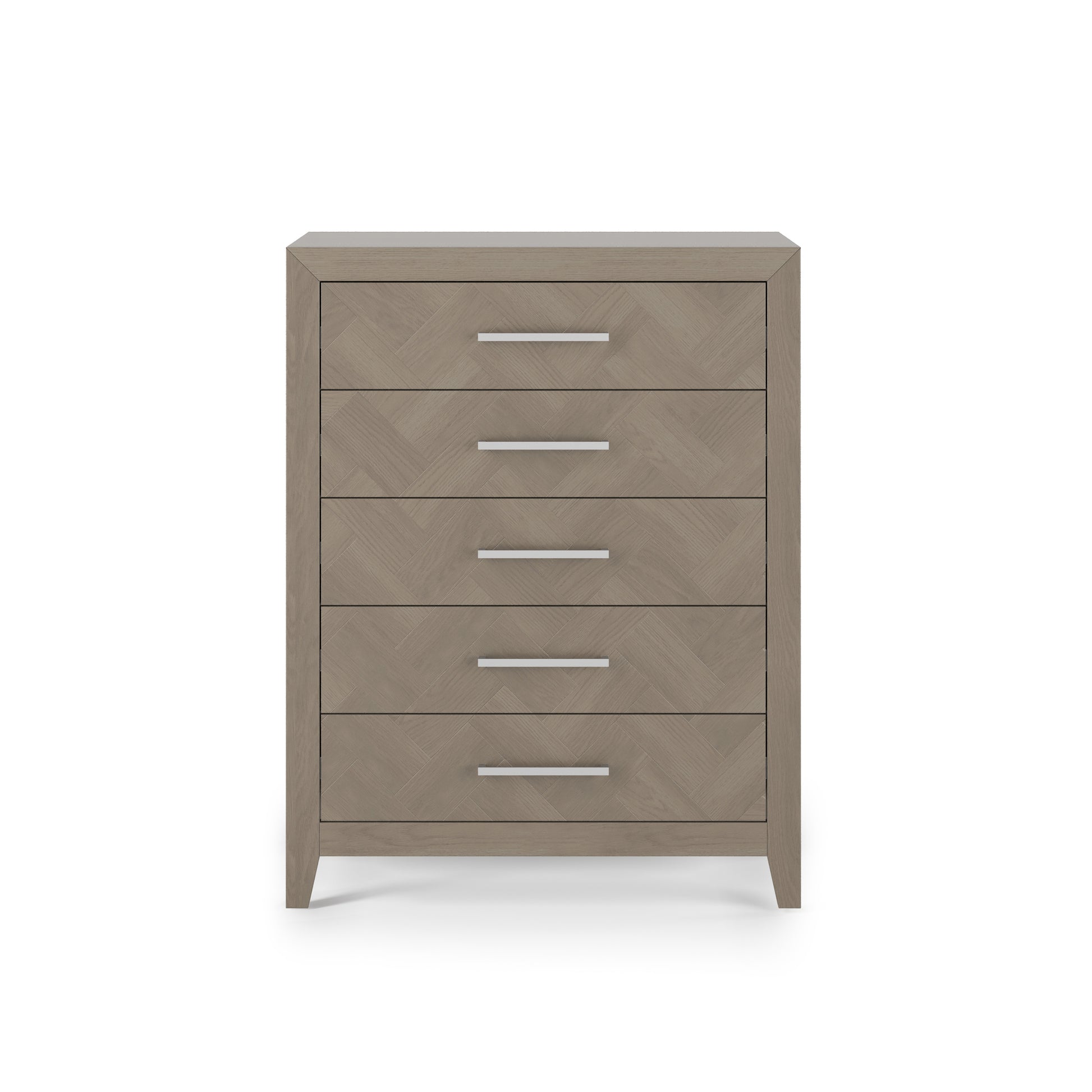 Child Craft Kieran 39" Interlocking 5-Drawer Chest for Nursery or Bedroom, Anti-Tip Kit, Herringbone Design, Crescent Gray