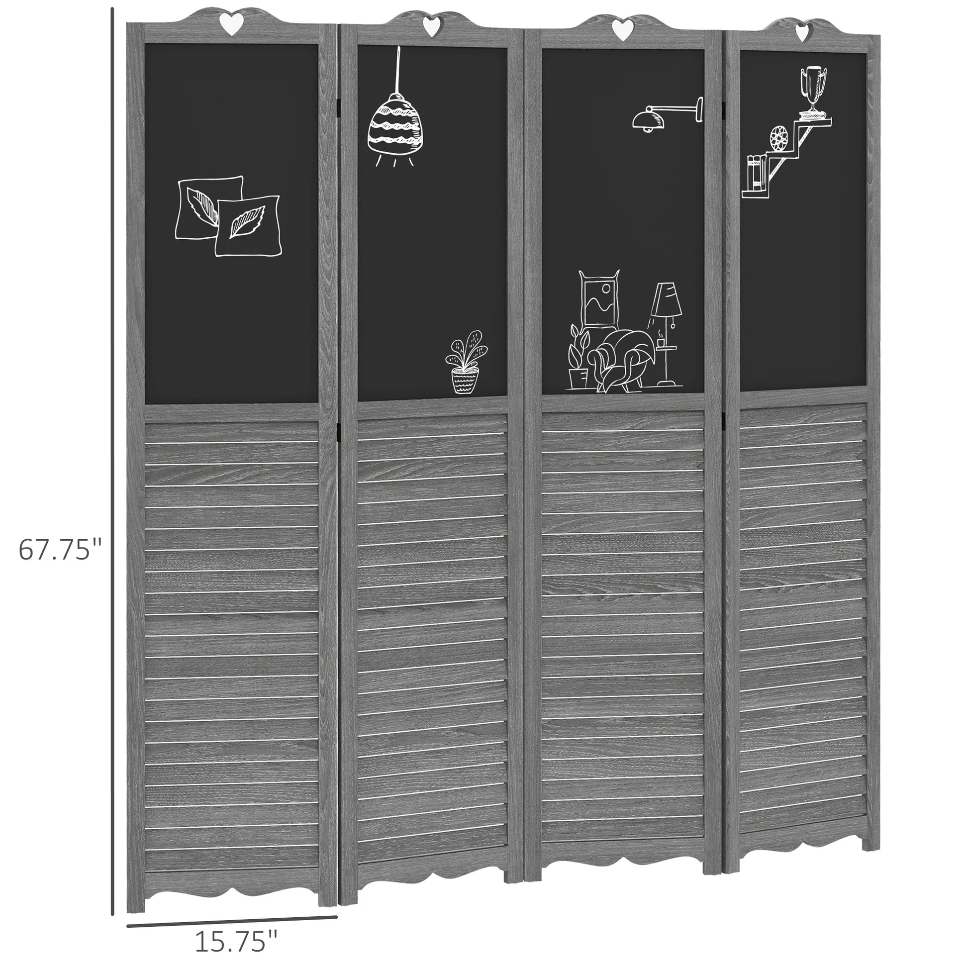 HOMCOM 5.5' 4 Panel Room Divider, Indoor Privacy Screens for Home, Brown
