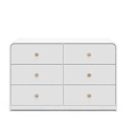 Storkcraft Santos 6 Drawer Nursery Double Dresser, White