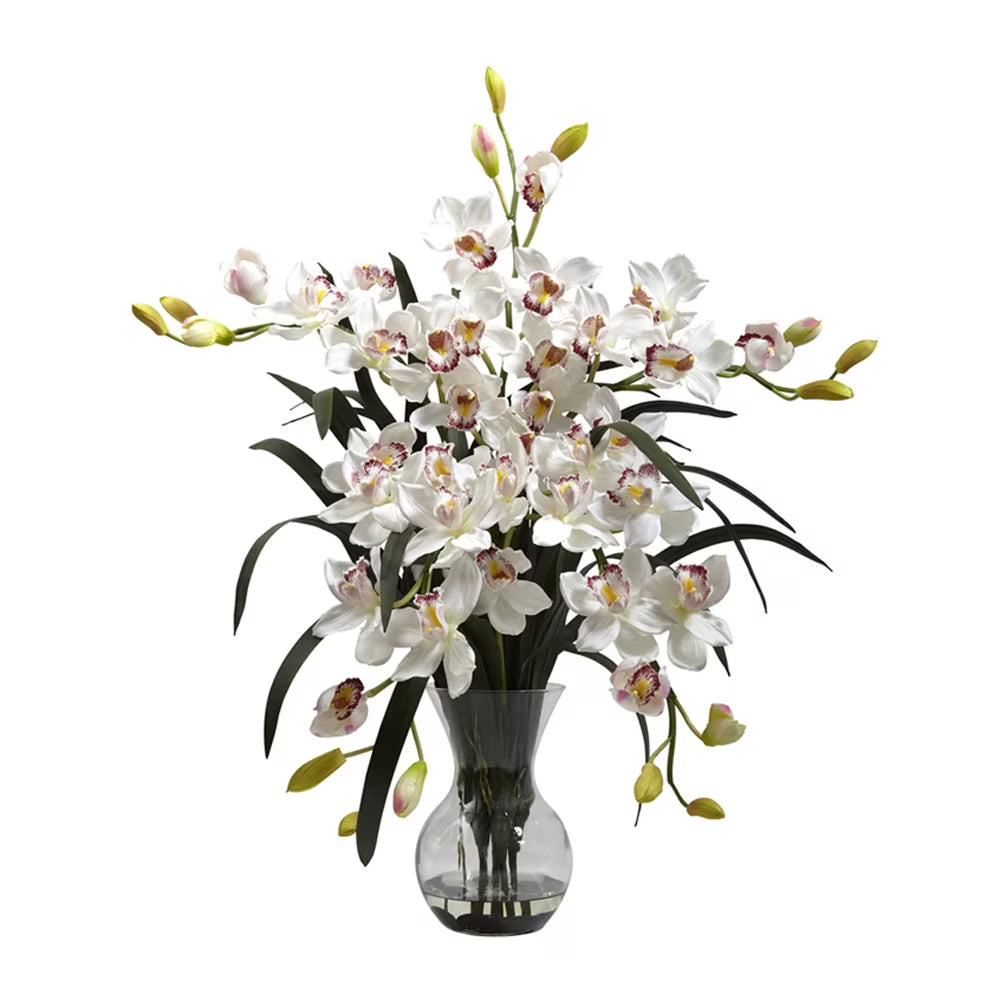 Nearly Natural Large Cymbidium with Vase Arrangement
