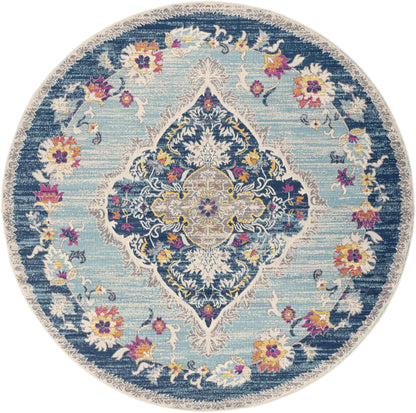 Mark& Day Area Rugs, 5ft Round Brongerga Traditional Blue Area Rug (5'3" Round)