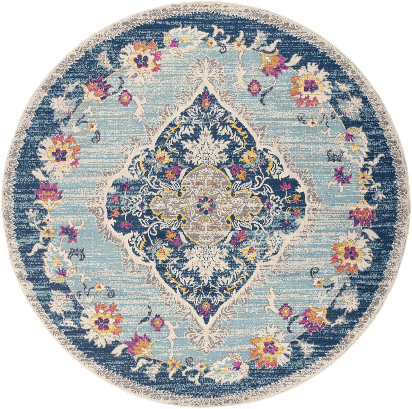 Mark& Day Area Rugs, 5ft Round Brongerga Traditional Blue Area Rug (5'3" Round)