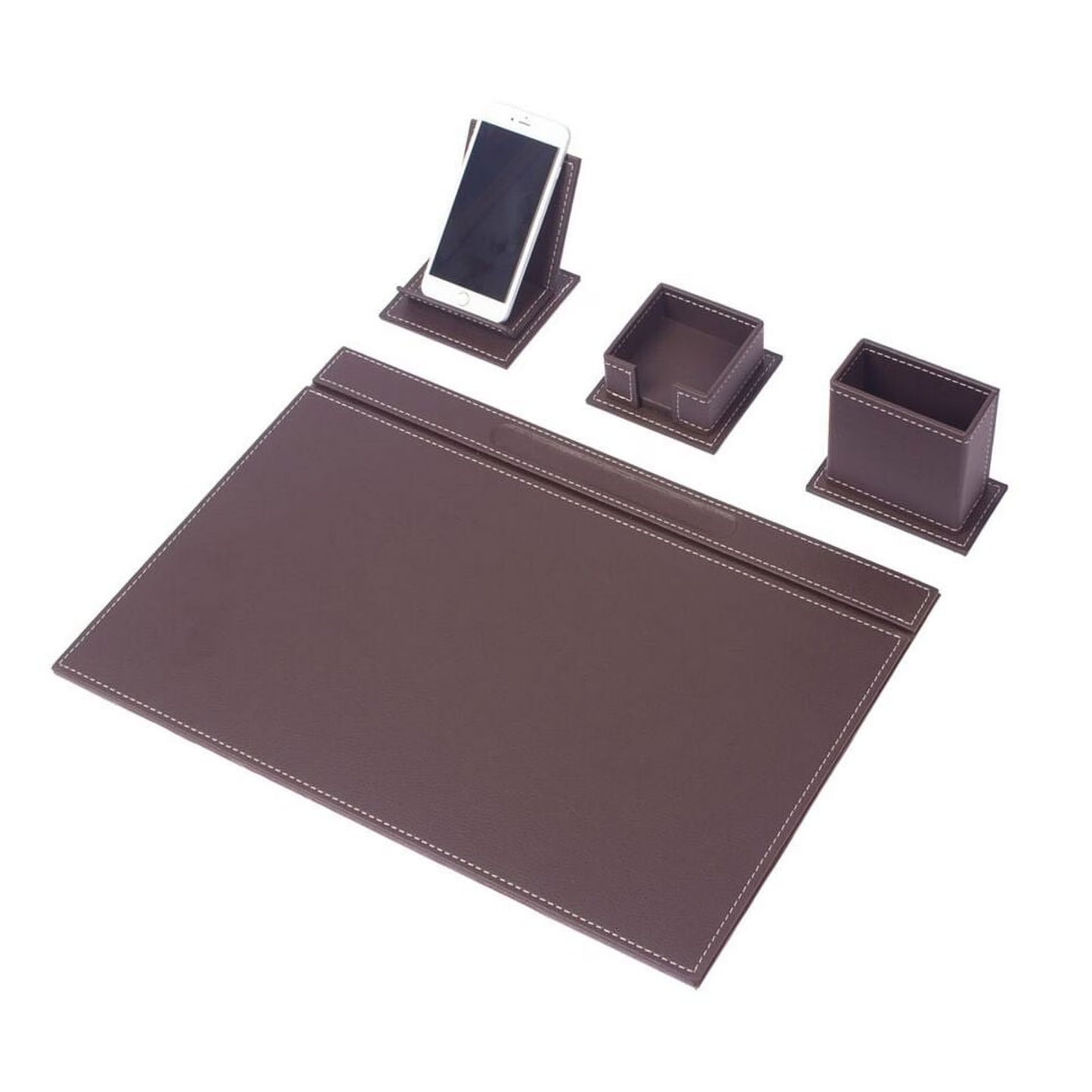 Leather Desk Set - Home Office Accessories - Desk Supplies - Leather Desk Set - Office Table Work Desk Accessories - Desk Storage Organizer - 4 Accessories-4 PCS