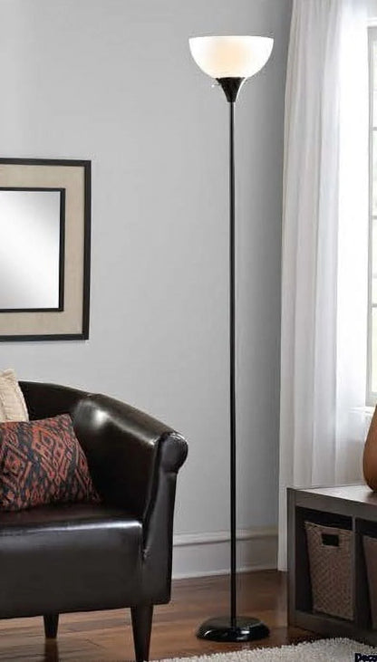 Mainstays 71" Floor Lamp, Black Plastic , Modern Styling for Young Adult Dorm or Adult Home Office.