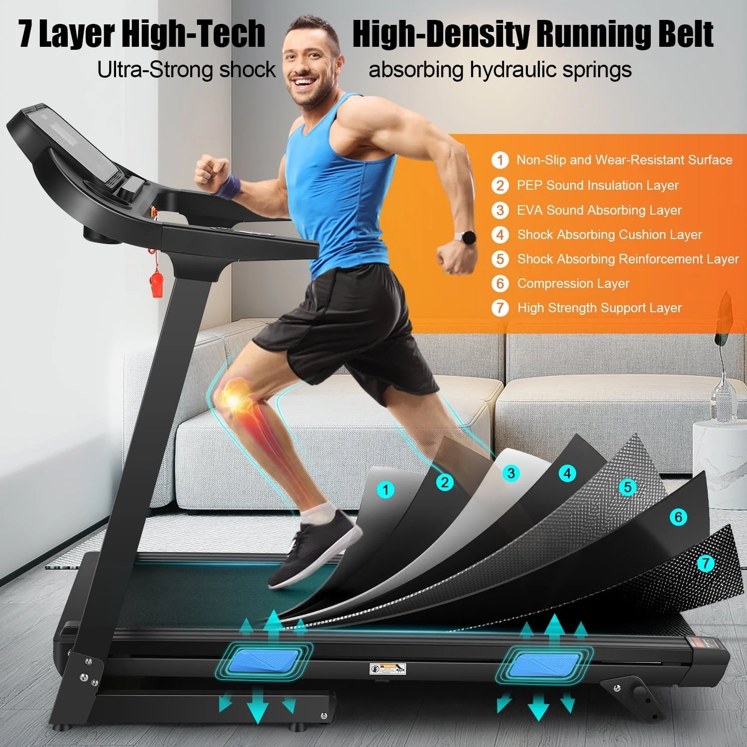 300LBS Capacity Treadmill, 3.25 HP Treadmill with Incline & 18-inch Wide Belt & APP & Bluetooth Speakers, Electric Folding Treadmills for Home Office Gym, Indoor Walking Running Exercise Machine