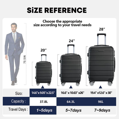 GULIN Hardsided Luggage Set with Spinner Wheels,Lightweight Hardshell Pink Luggage Sets 3 Piece Suitcases with Wheels Durable ABS/PC and TSA Lock for Men Women