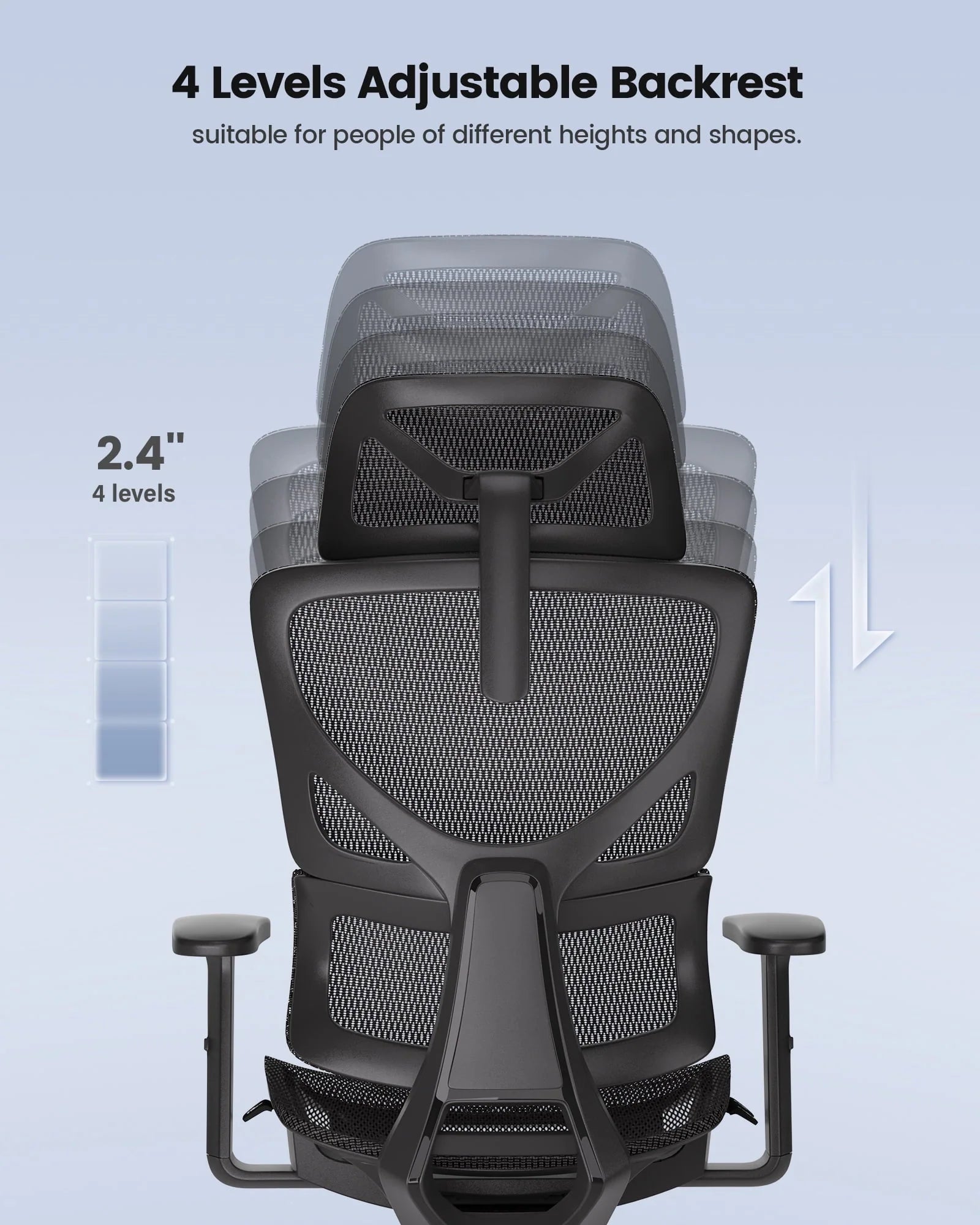 Ergonomic Mesh Home Office Chair, High Back with Lumbar Support-Seat Depth Adjustable Computer Task Chair with Wire Control, 350lb weight capacity