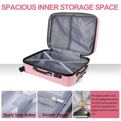 Luggage Expandable Hardside,PC ABS Lightweight Checked Suitecase with Spinner Wheels,TSA Lock,28 inch Pink