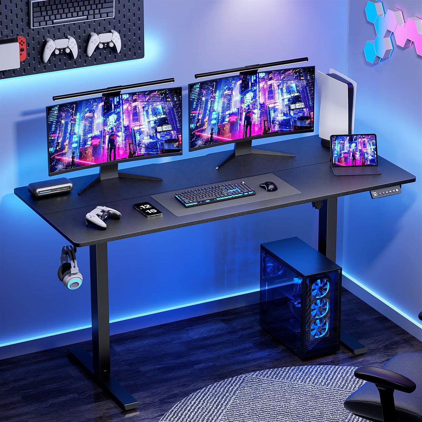 VVENACE Electric Standing Desk Height Adjustable Desk 48 inch 4 Memory Height Ergonomic Sit Stand up Desk for Home Office, White, 2 Split Boards