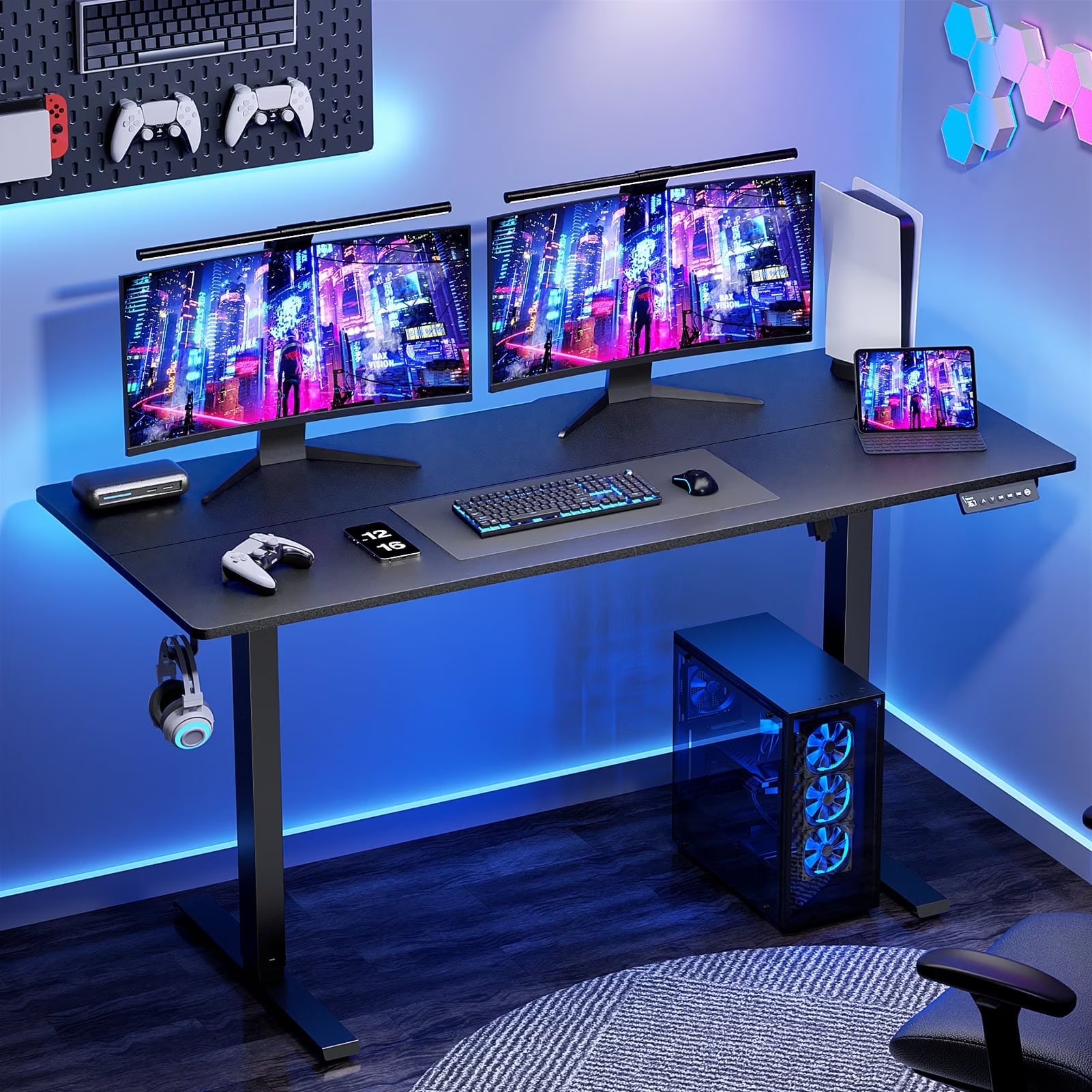 VVENACE Electric Standing Desk Height Adjustable Desk 48 inch 4 Memory Height Ergonomic Sit Stand up Desk for Home Office, White, 2 Split Boards