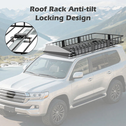 Naipo Roof Rack Cargo Basket,500 lb,64"x39"x6"Extendable Roof Luggage Holder Rack with 4 U-Bolts for SUV/RV,Camping