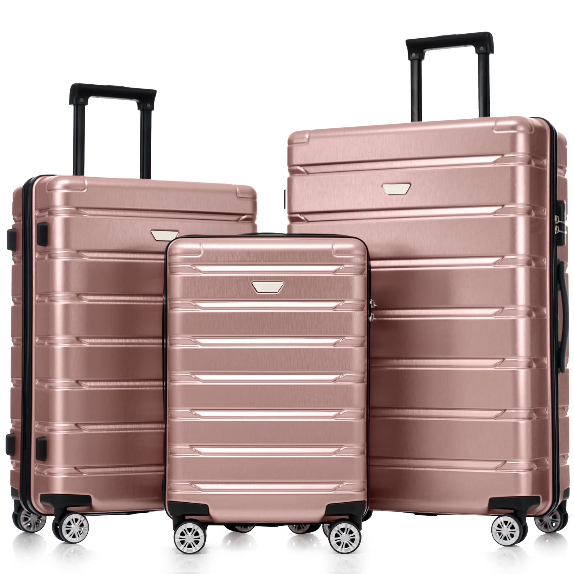EUROCO 3 Piece Luggage Sets, ABS+PC Hardshell Suitcase with Spinner Wheels,Lightweight Durable Travel Suitcase Set for Men Women,Fog Gray
