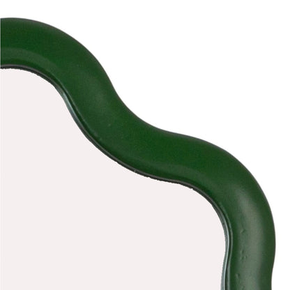 Creative Co-Op Scalloped Wood Wavy Wall Mirror, Green