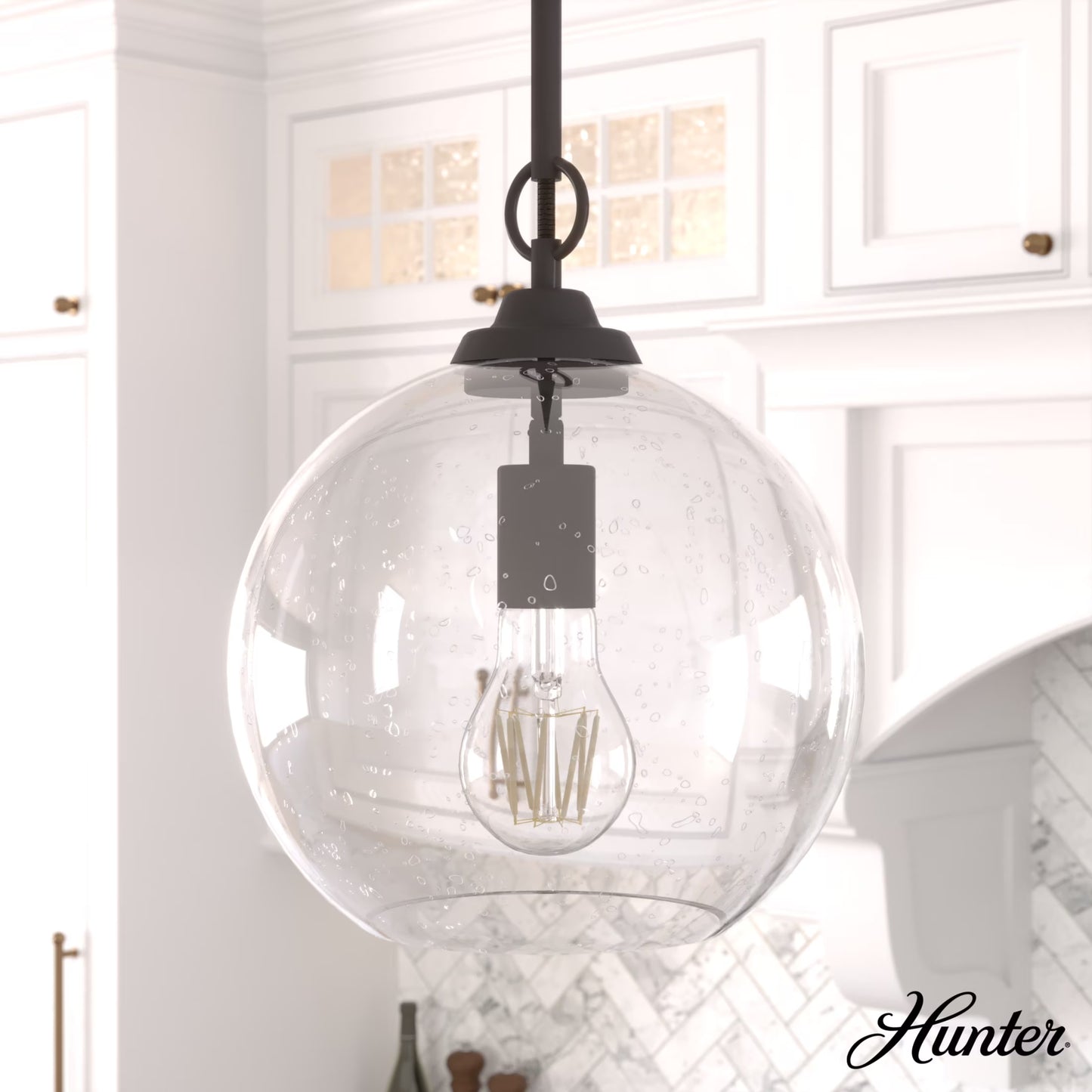Hunter - High Oaks 1-light Alturas Gold, Small Pendant Light, Dimmable, Formal Style, Globe Shaped, for Bedrooms, Dining, Living Rooms - 19559