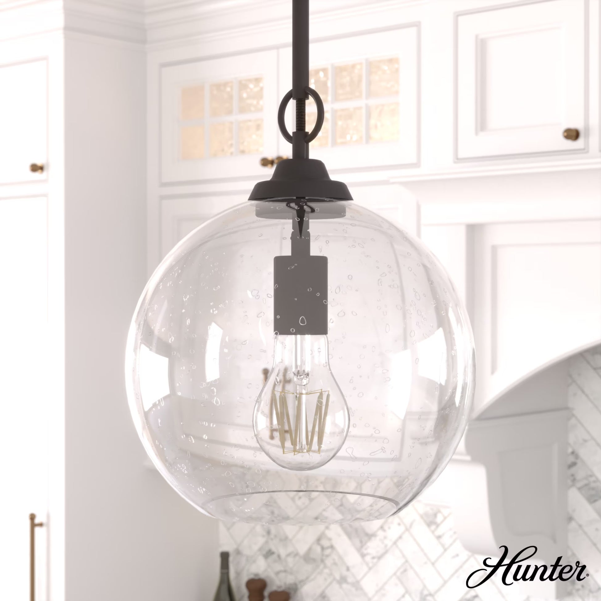 Hunter - High Oaks 1-light Alturas Gold, Small Pendant Light, Dimmable, Formal Style, Globe Shaped, for Bedrooms, Dining, Living Rooms - 19559