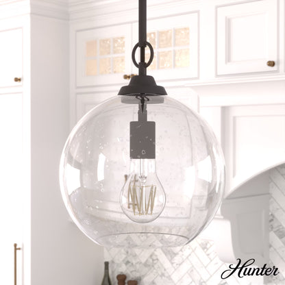 Hunter - High Oaks 1-light Alturas Gold, Small Pendant Light, Dimmable, Formal Style, Globe Shaped, for Bedrooms, Dining, Living Rooms - 19559