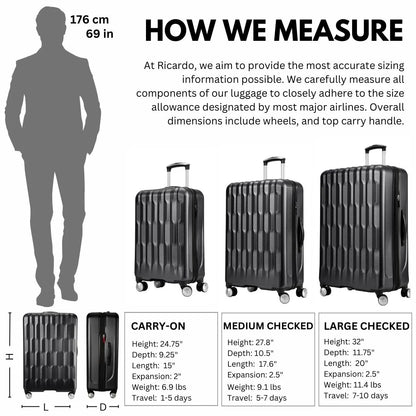 Ricardo Beverly Hills Anchor Bay Hardside 29" Expandable Checked Spinner Luggage, Charcoal