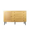 GZXS Storage Cabinet with 2 Rattan Doors & 2 Drawers, Mid Century Modern Buffet Sideboard Kitchen Cupboard for Living Room, Bedroom, Hallway, Home Office, Natural