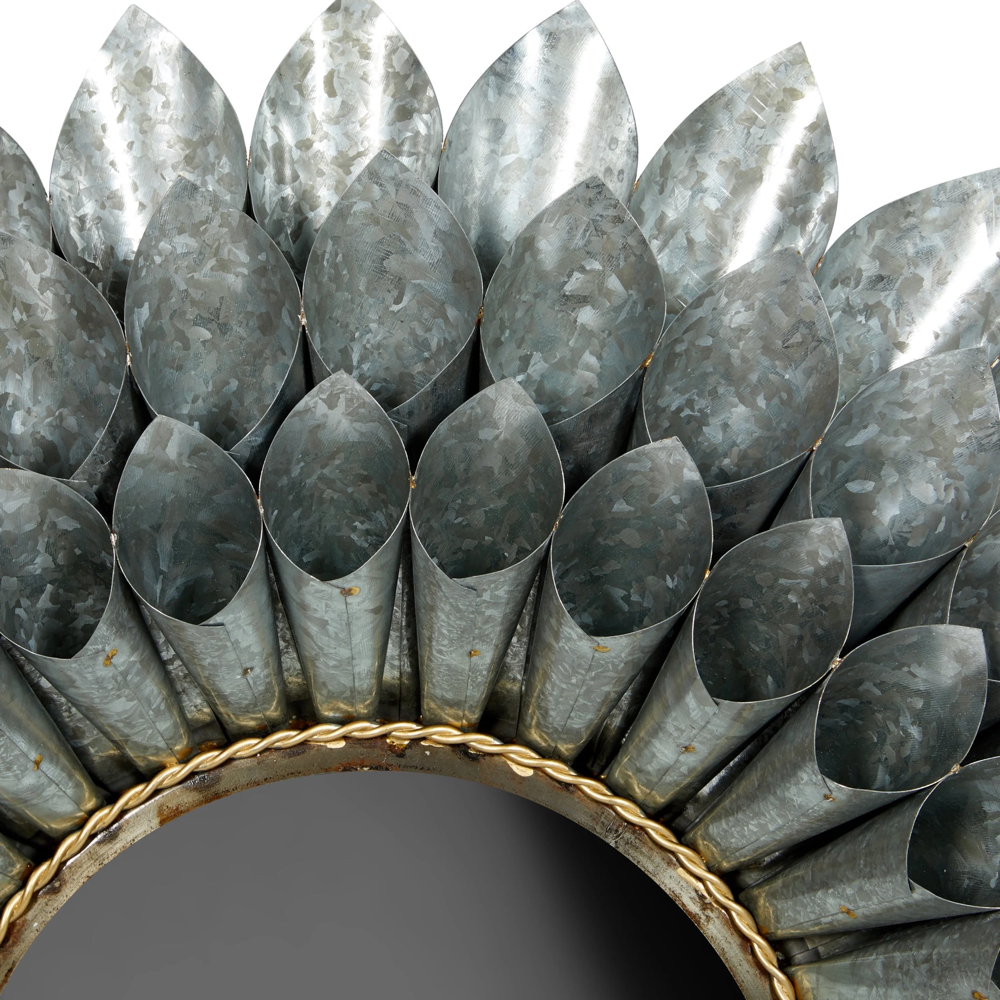 DecMode 32"W, 32"H Round Wall Mirror, Grey