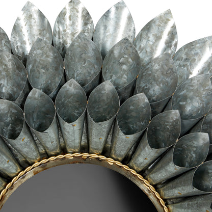 DecMode 32"W, 32"H Round Wall Mirror, Grey