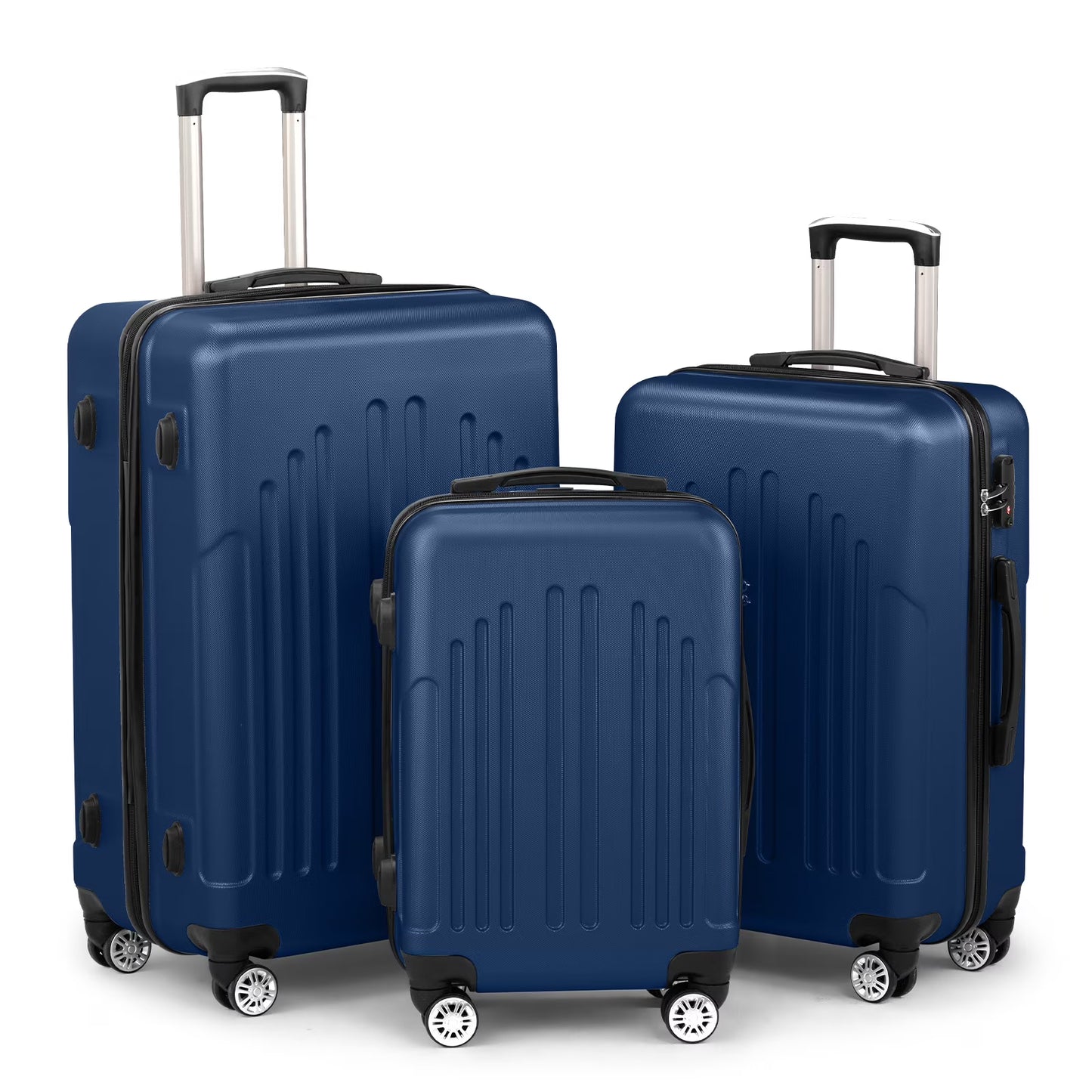 Zimtown 3 Piece Nested Spinner Suitcase Luggage Set With TSA Lock Royal Blue