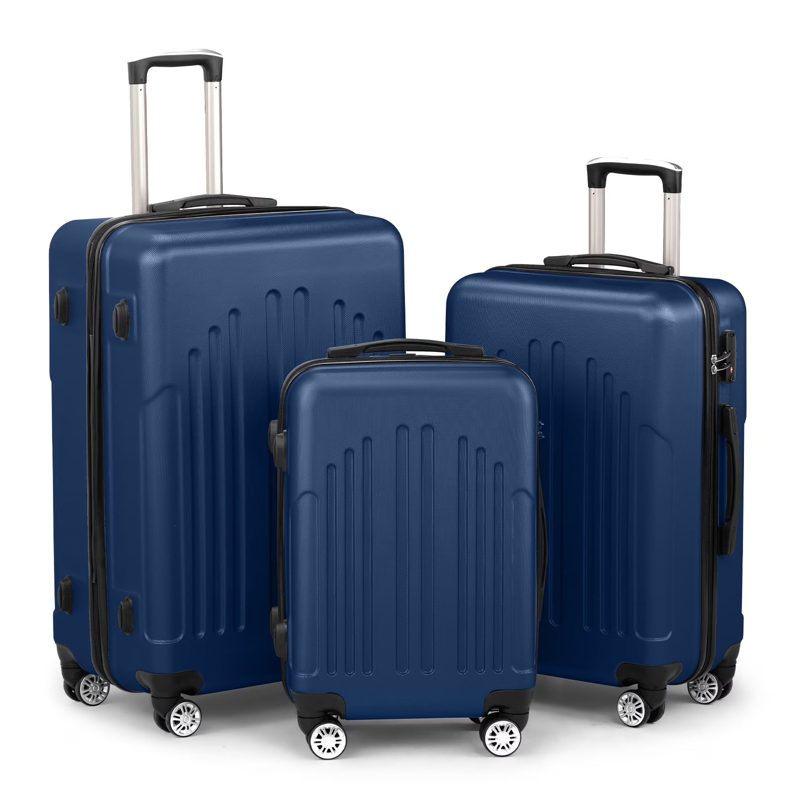 Zimtown 3 Piece Nested Spinner Suitcase Luggage Set With TSA Lock Royal Blue