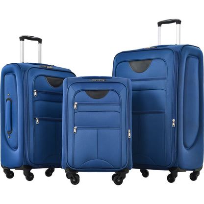 Expandable Softside Luggage Sets 3 Piece,Upright Spinner Suitcases with Wheels,Lightweight Carry on Luggage Travel Set,Green
