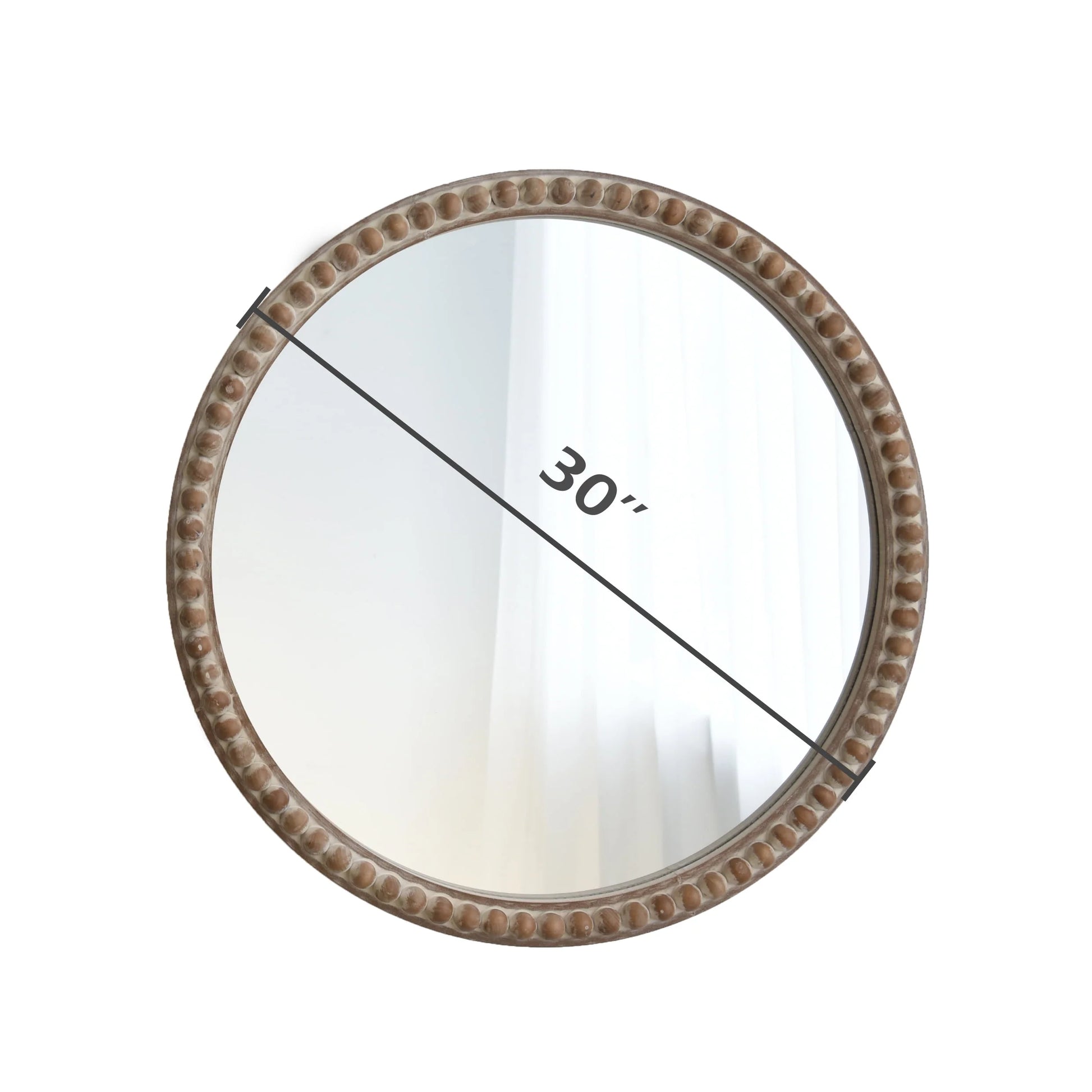 COZAYH Distressed Wood Frame Accent Mirror, Rustic Farmhouse Style Decorative Wall Mirror (Round)