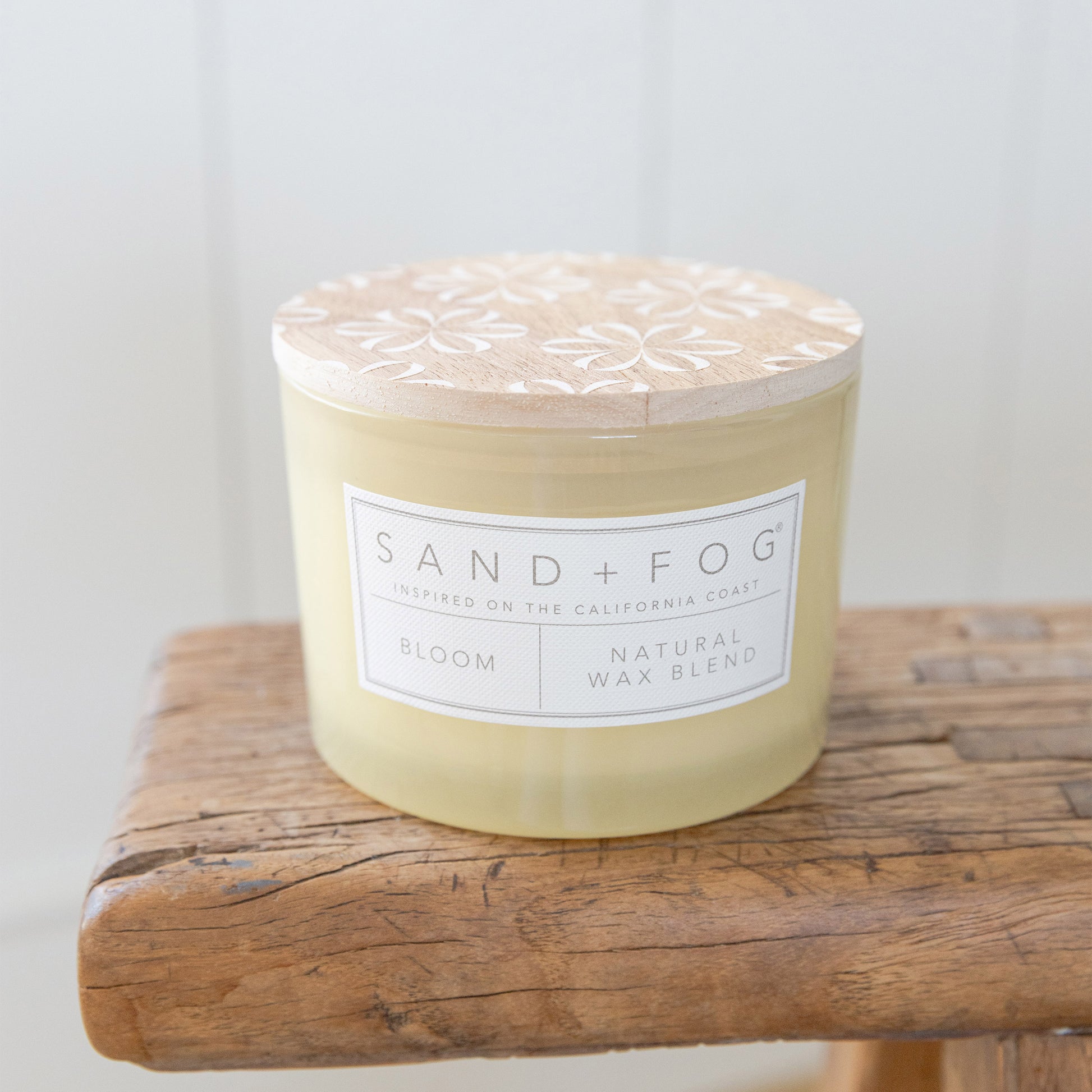 Sand + Fog 12 oz. Candles with Carved Wood Lids, Set of 3