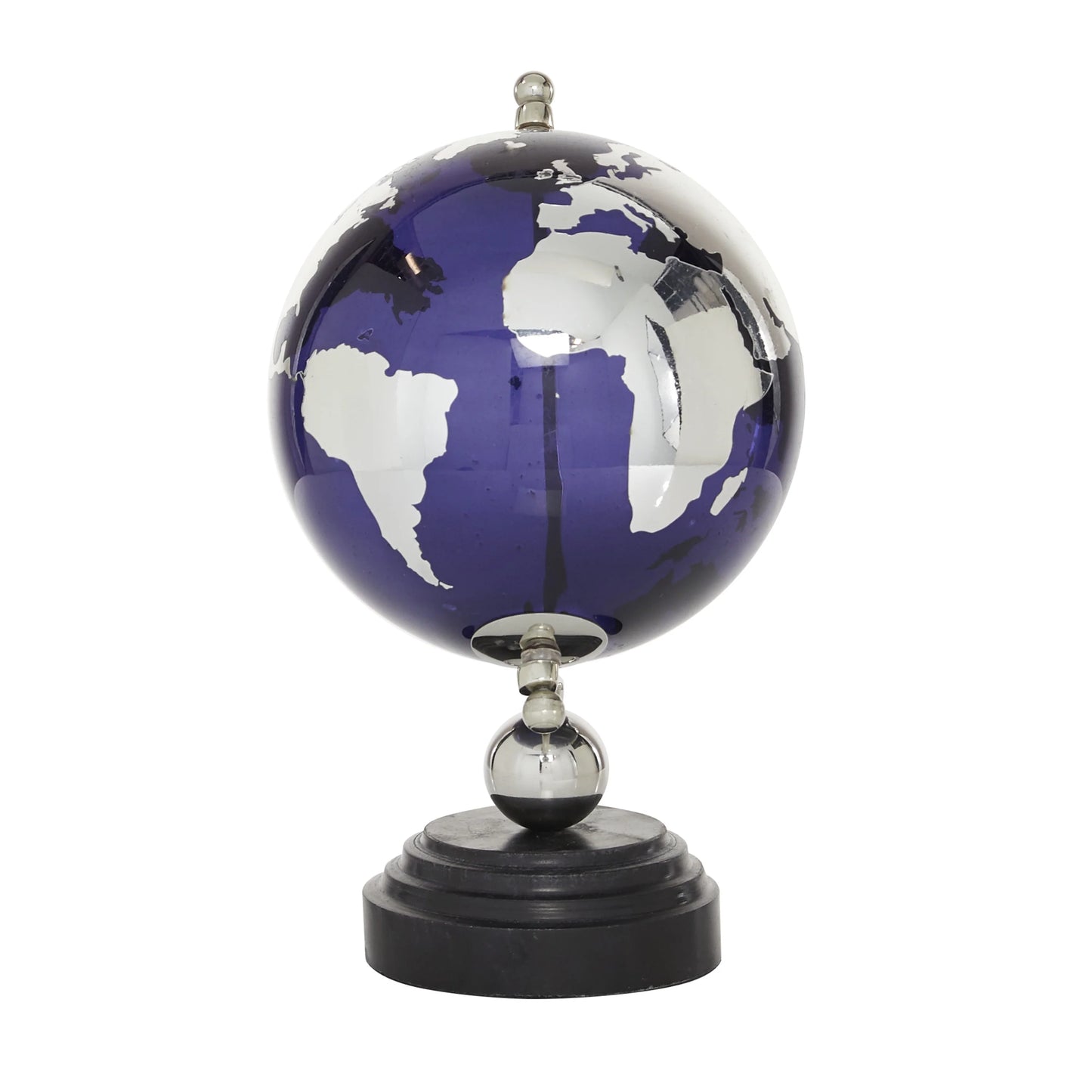 DecMode 8" Blue Globe with Silver Accents