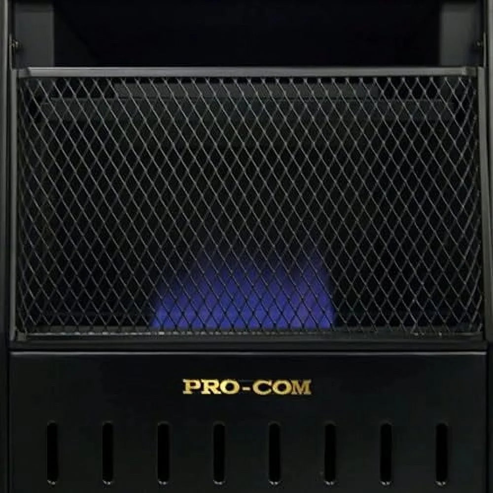 ML100TBAHR Ventless Propane Gas Blue Flame Space Heater with Thermostat Control for Living Room, Bedroom, Home Office, 10000 BTU, Heats Up to 300 Sq. Ft., Includes Wall Mount, Black