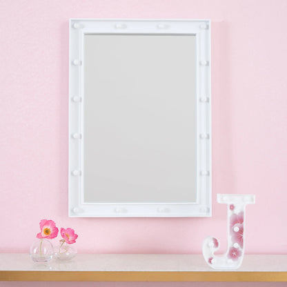 Justice 18" x 22" Rectangle Lighted Wall Mirror, White