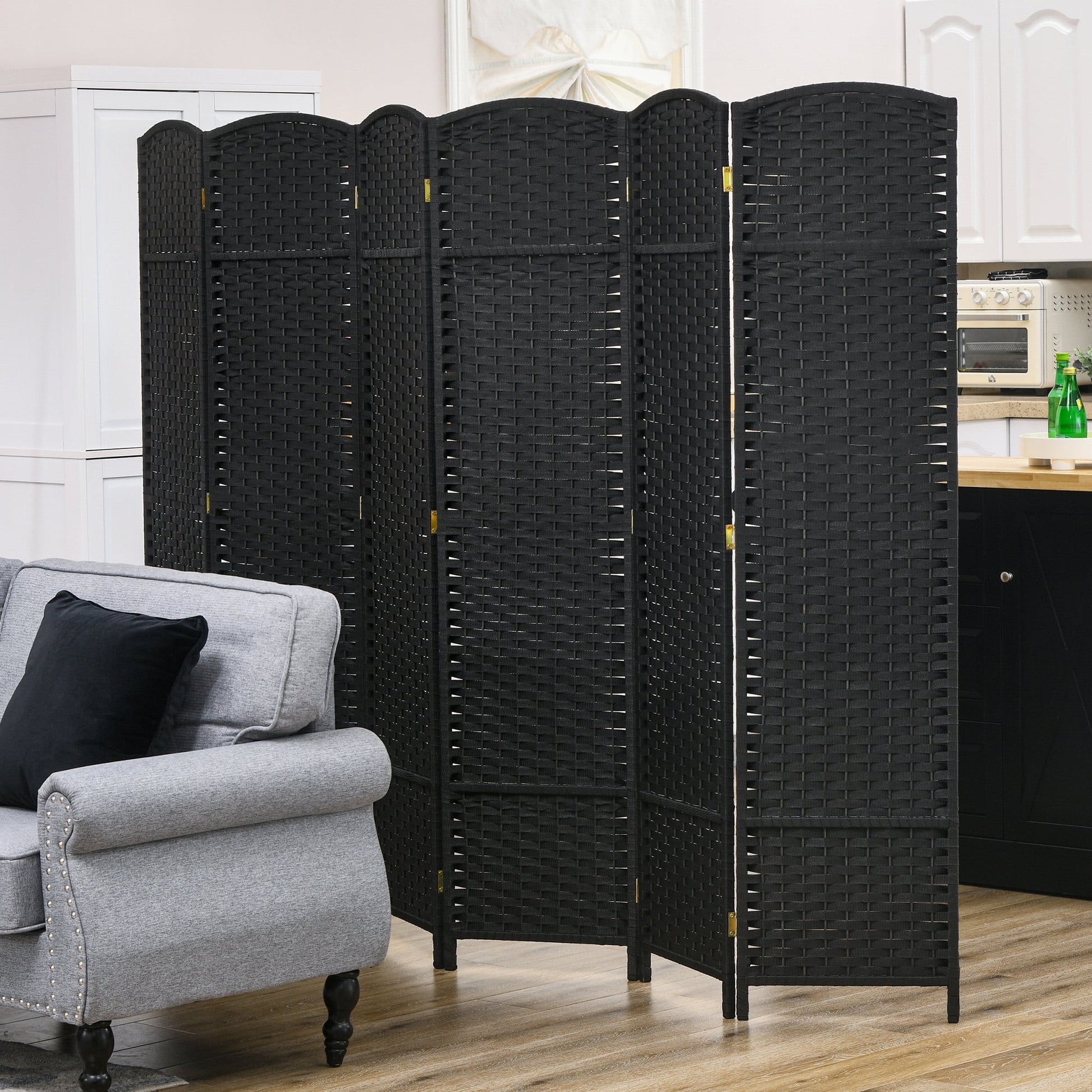 HOMCOM 4 Panel Room Divider Freestanding Folding Privacy Screen Nature Wood