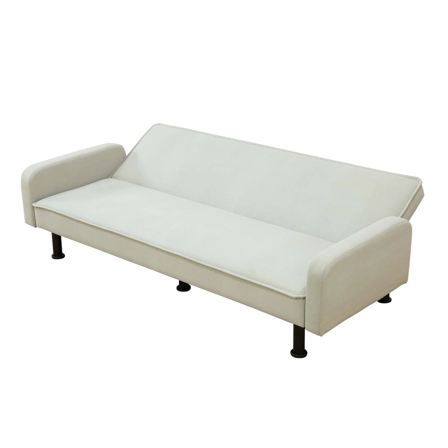 Aukfa 78" Futon Sofa Bed, Upholstered Loveseat for Home Office, Flannel, Light Gray