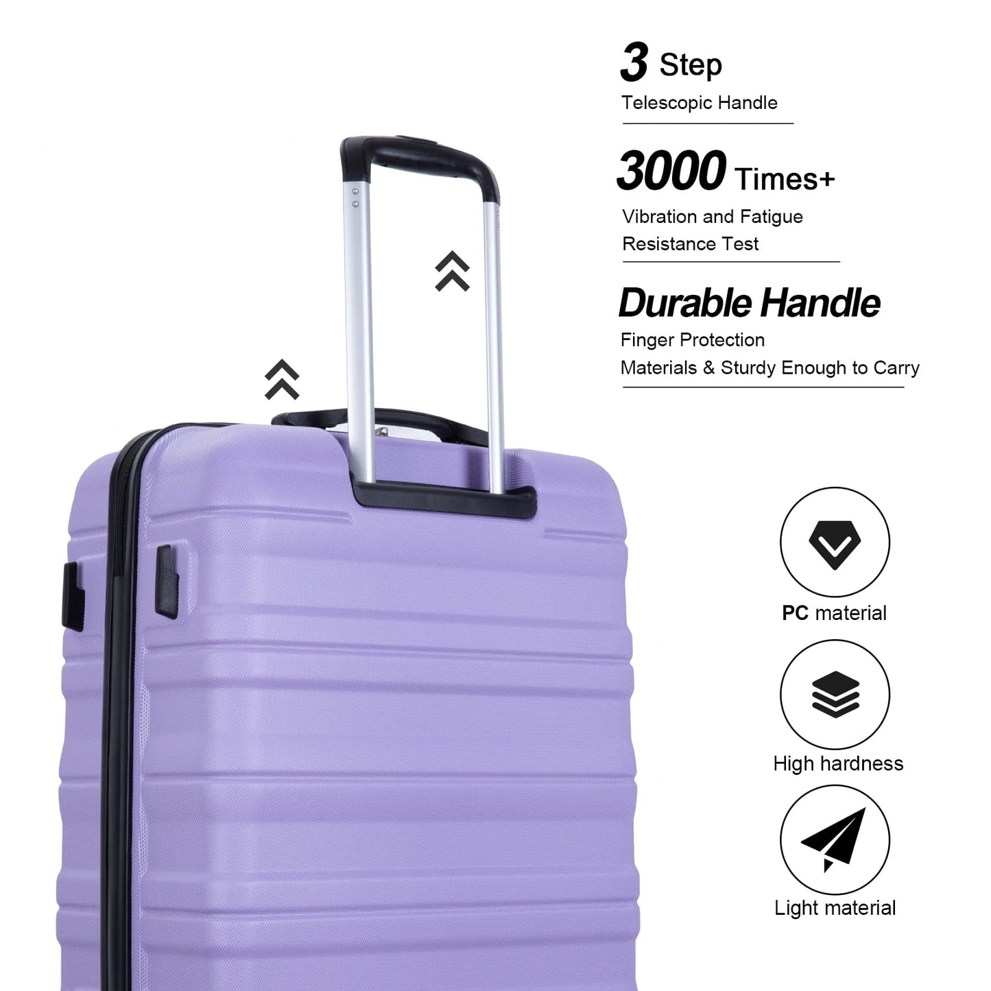 Tripcomp Hardshell Luggage Set 3-Piece Set (21/25/29) Lightweight Suitcase 4-Wheeled Travel Case(Purple)