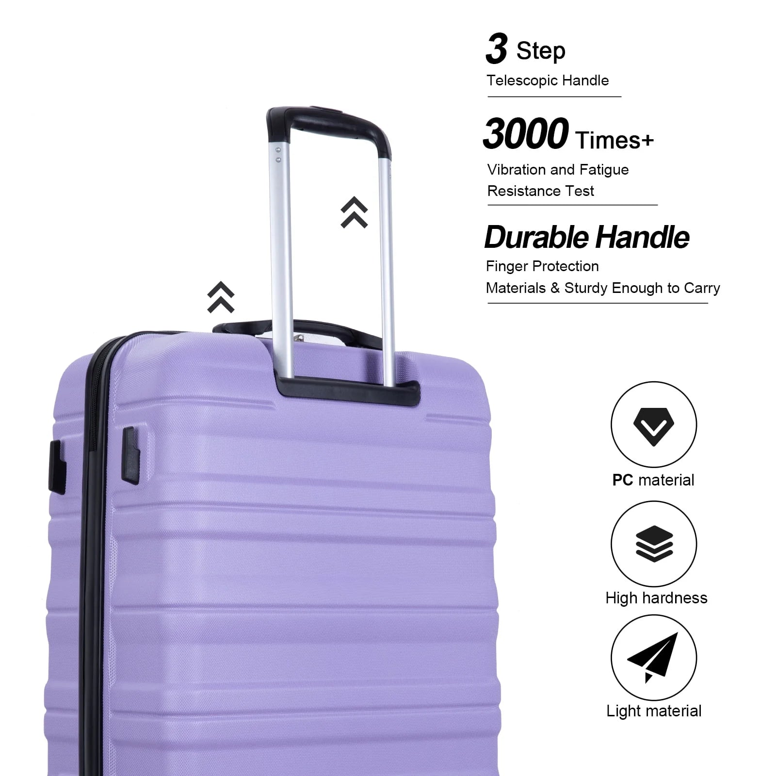 Tripcomp Hardshell Luggage Set 3-Piece Set (21/25/29) Lightweight Suitcase 4-Wheeled Travel Case(Purple)