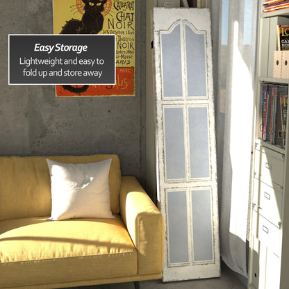 Oriental Furniture 6 ft. Tall Shutters Canvas Room Divider - 3 Panel