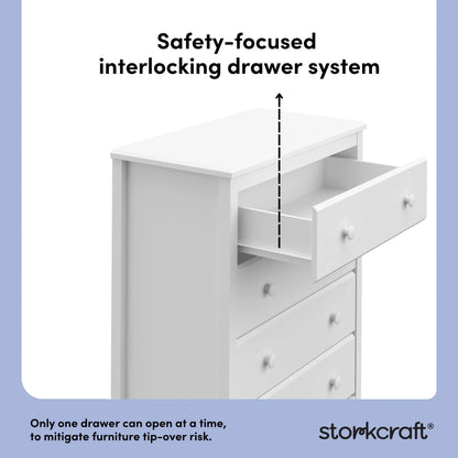 Storkcraft Alpine 4 Drawer Nursery Dresser, White