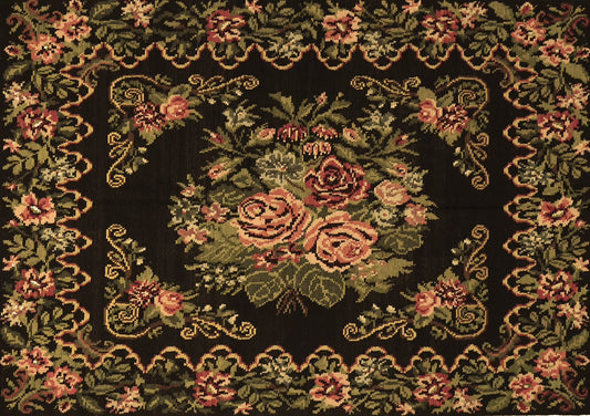 Ahgly Company Indoor Rectangle Medallion Brown French Area Rugs, 2' x 4'