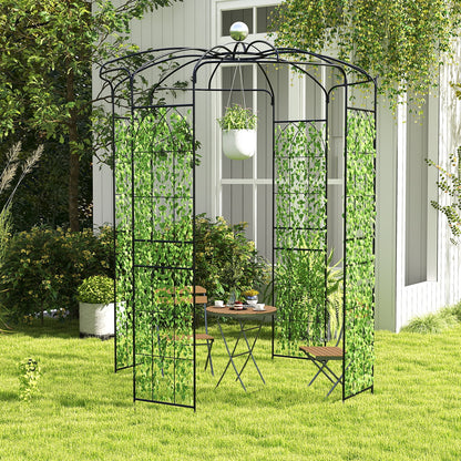Topbuy Birdcage Shape Garden Arch 9.4 x 6.8FT Heavy Duty Arch Trellis with Hanging Hook for Climbing Plants
