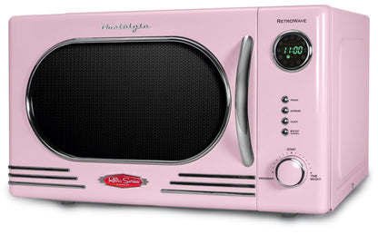 Nostalgia Retro Countertop Microwave Oven - Large 1000-Watt - 1.1 cu ft - 12 Pre-Programmed Cooking Settings - Digital Clock - Kitchen Appliances - Black