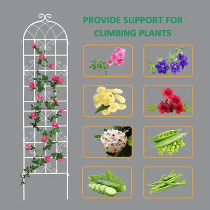 Miniyam 86.7" x 19.7" Metal Garden Trellis, 2 Packs Rustproof Trellis for Climbing Plants, Flower Support, Green
