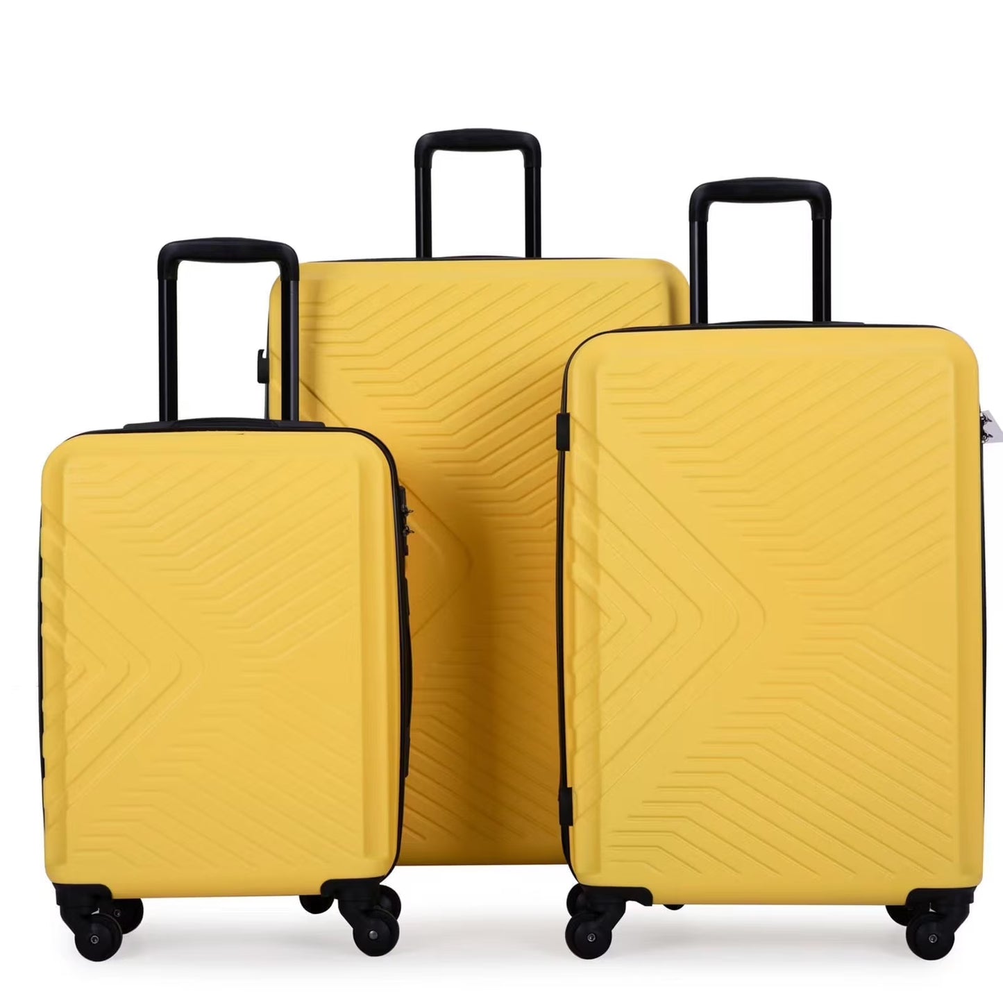 Travelhouse 3 Piece Hardshell Luggage Set Hardside Lightweight Suitcase with TSA Lock Spinner Wheels 20in24in28in.(Black)