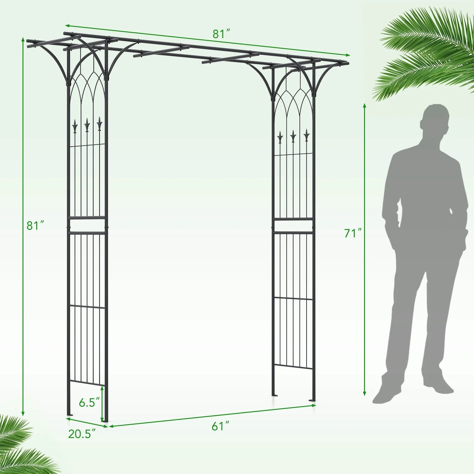Costway Garden Wedding Rose Arch Pergola Archway Flowers Climbing Plants Trellis Metal