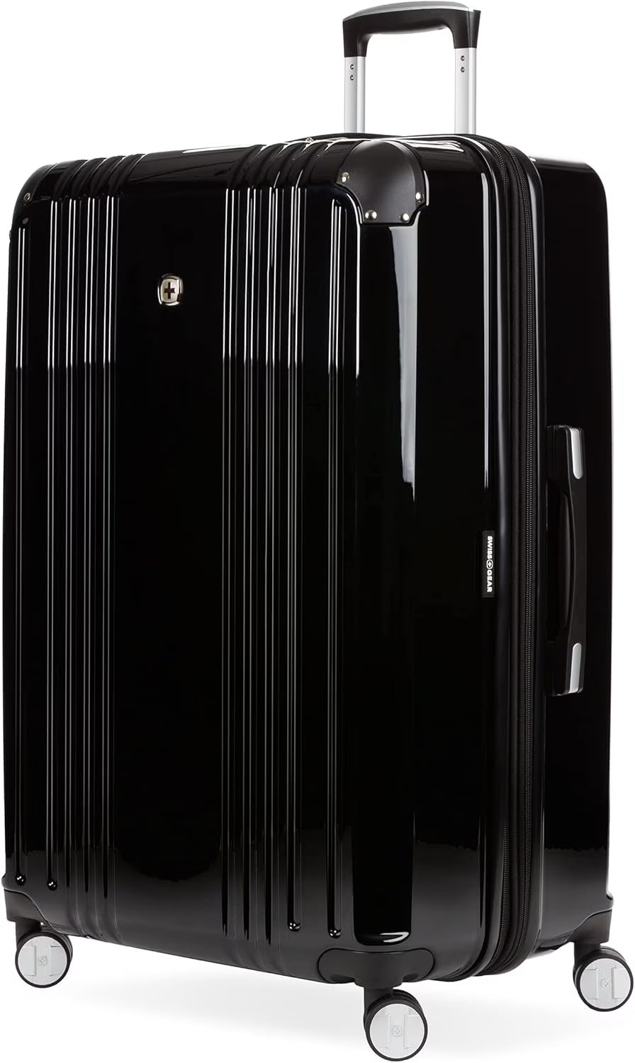 SwissGear 7786 Hardside Expandable Luggage with Spinner Wheels, Black, Checked-Large 27-Inch
