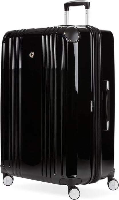 SwissGear 7786 Hardside Expandable Luggage with Spinner Wheels, Black, Checked-Large 27-Inch