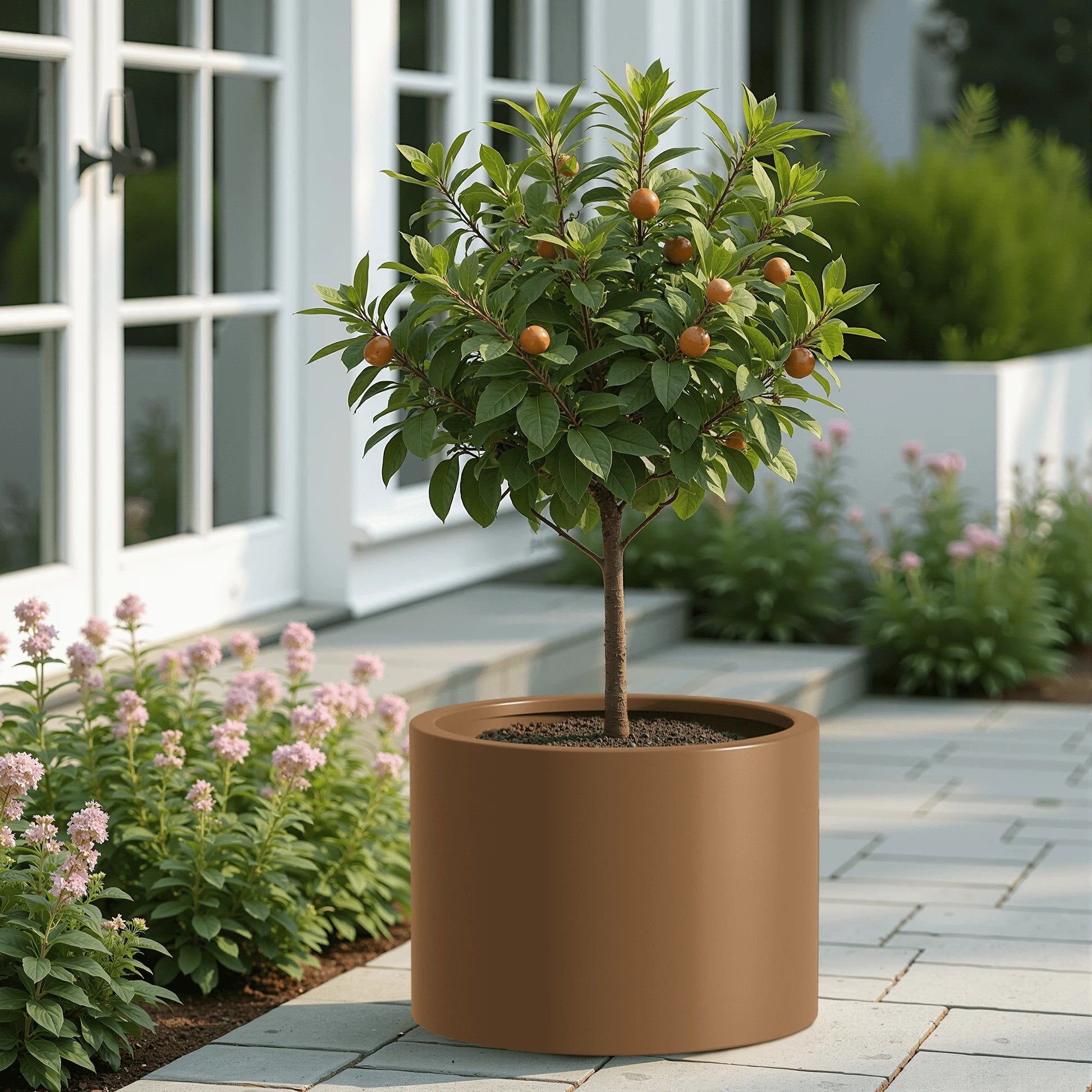 MAYEERTY 16*20"Outdoor Heavy Duty Metal Round Garden Bed,Pre-Rusted Planter Box for Herbs & Flowers, Brown