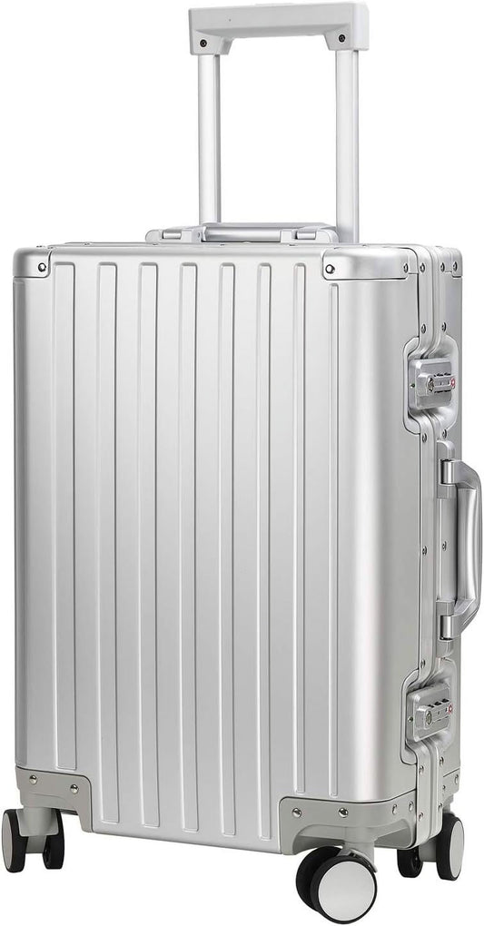 Sindermore 20 inch Aluninum Luggage Carry on Hardside Luggage with TSA Locks Spinner Wheels Zipperless