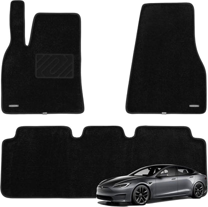 WENNEBIRD Superior Carpet Floor Mats for 2021-2025 Tesla Model S, 0.6 inch Thickness Rugs - 3pc